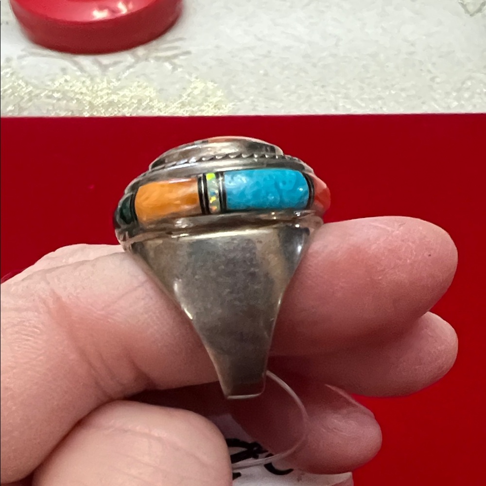 Multicolor Inlay Turquoise Ring - Picture 5 of 7